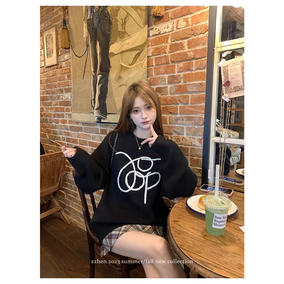 Áo sweater Cổ Tròn Dáng Rộng Phong Cách Thời Trang Mùa Thu 2023 Mới