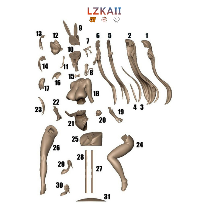 Bộ Mô Hình Nhựa resin ichinose asuna bunny Joe as sculptor Unptor Unnpainted garage gk