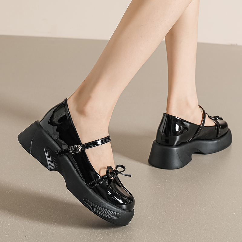 Mới Giày Da Cao Gót Đế Dày Thoải Mái Phong Cách Pháp Cho Nữ Size 33-39