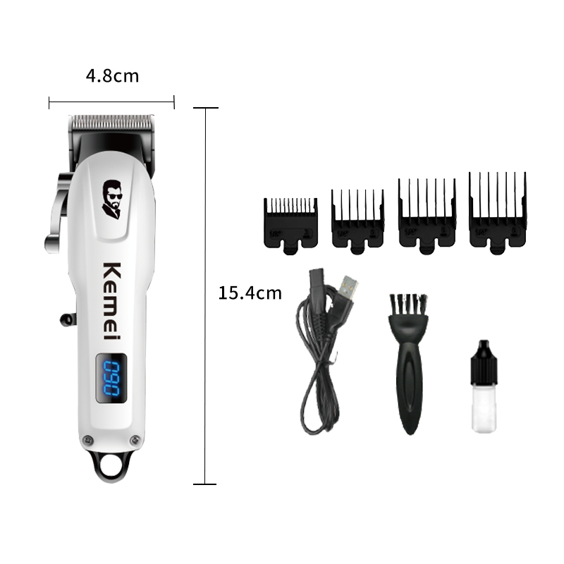 Tông Đơ Cắt Tóc Chuyên Nghiệp kemei Không Dây Sạc Lại Được Màn Hình lcd Cho Nam