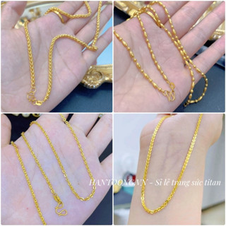 Dây chuyền trơn làm bằng titan cao cấp không gỉ mạ vàng 24k thiết kế nhiều kiểu dáng thời trang trẻ trung dành cho nữ