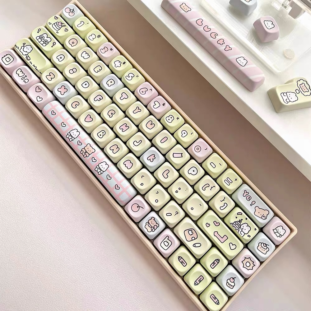 140 Phím Tình yêu của thỏ và gấu Keycaps MOA PBT Năm mặt thăng hoa nhiệt Dễ Thương 61/64/68/75/84/87/104/108 Dễ Thương Bàn Phím Cơ Keycap