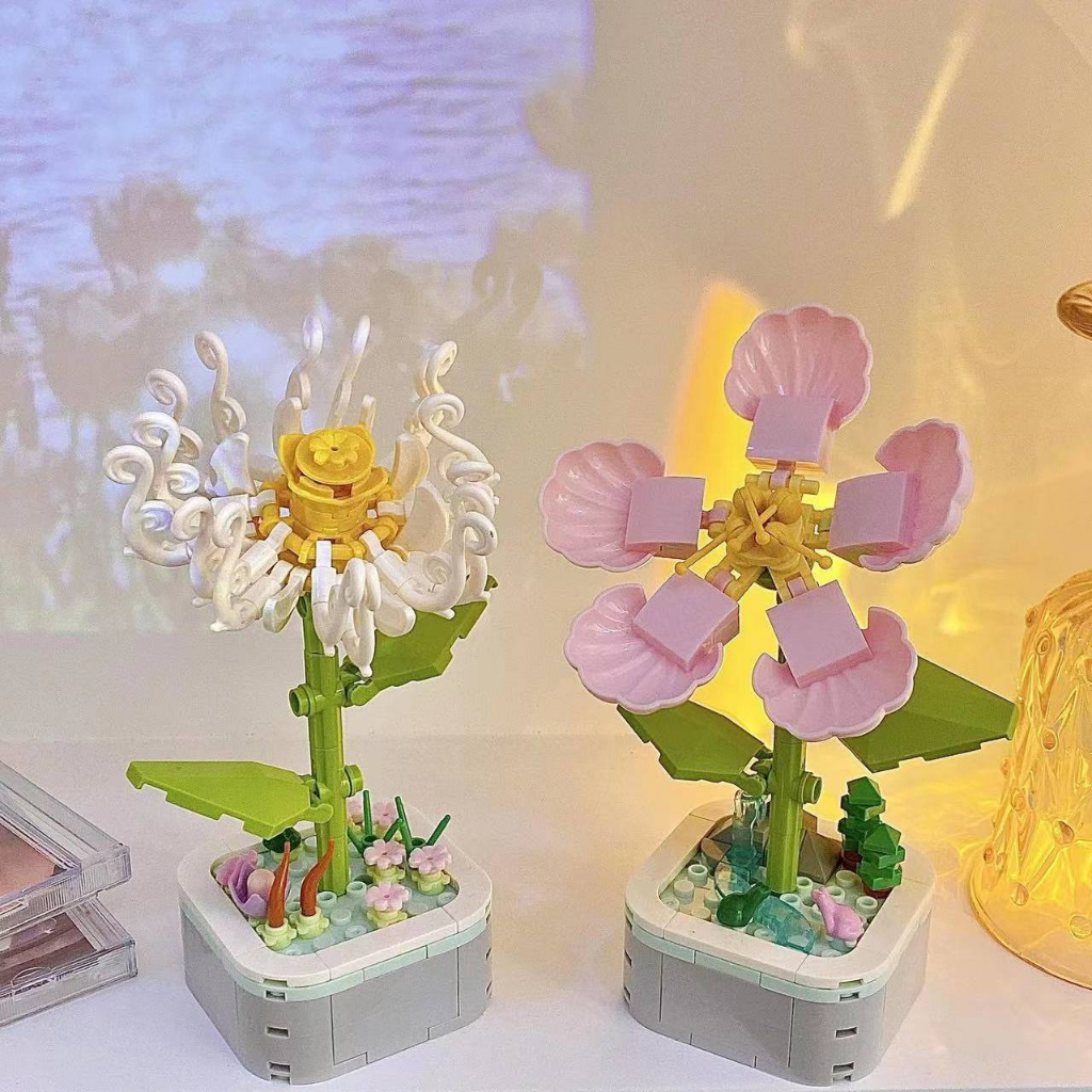 Đồ Chơi Lắp Ráp Chậu Hoa Để Bàn Trang Trí Trong Nhà