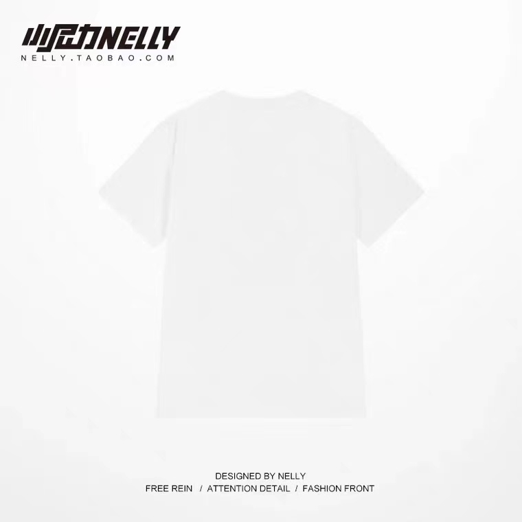 NELLY Áo Thun Cotton Tay Ngắn Dáng Rộng In Hình Mèo Đen Thời Trang Unisex Cho Nam Và Nữ 11622