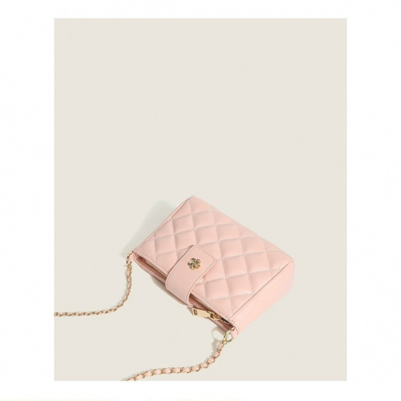 Túi Xách Đeo Chéo Vai Có Khóa Hình Thoi Nhỏ Màu Hồng cherry 2023 Mới