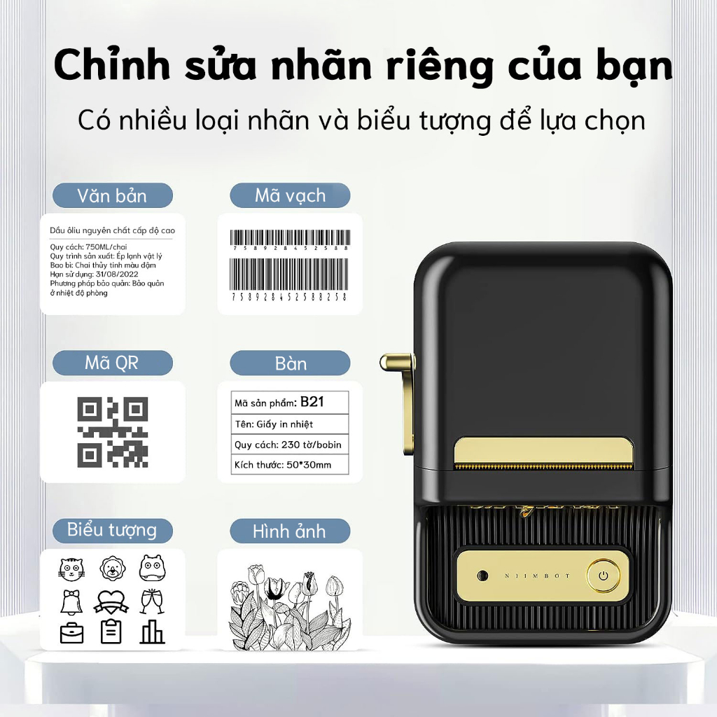 Máy in nhãn NIIMBOT B21 B1 không dây Bluetooth nhiệt di động với băng cho văn phòng và gia đình