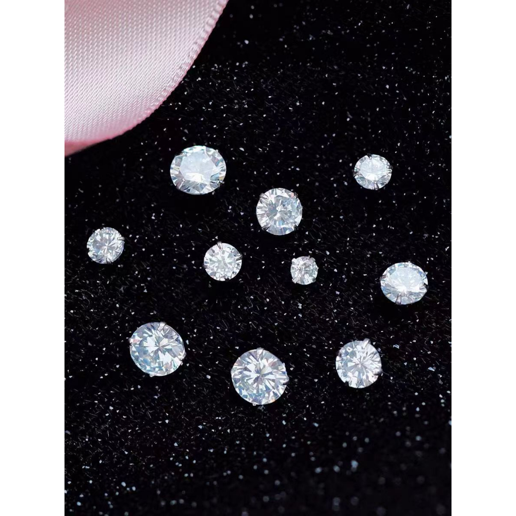 Khuyên tai bạc nữ nụ đá tròn Bông tai bạc 925 nam nhiều size