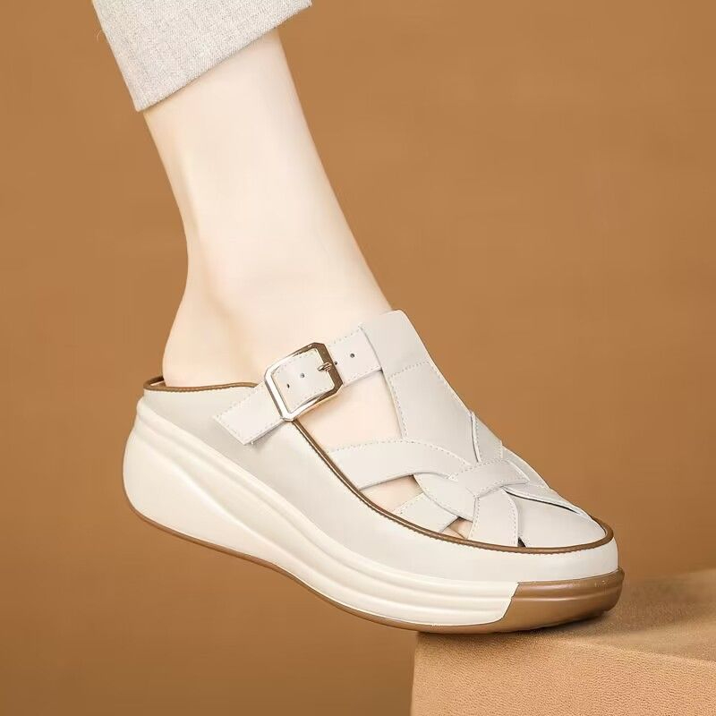 Dép Sandal Mũi Tròn Đế Dày Chống Trượt Thời Trang Mới Cho Nữ