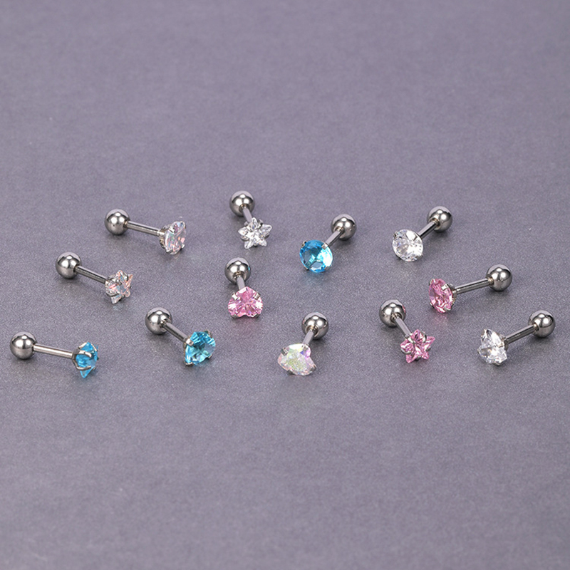 1 Đôi Bông Tai Thép Titan g23 Đính Đá Zircon Đơn Giản Cho Nữ