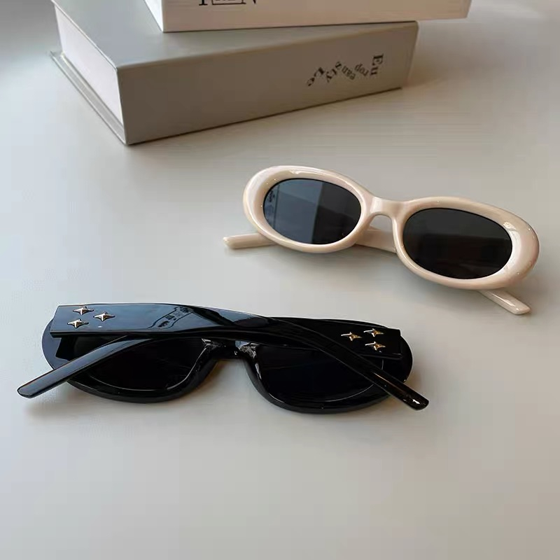 Oval Kính Mát Gọng Hình Mắt Mèo Phong Cách Âu Mỹ Cho Nữ