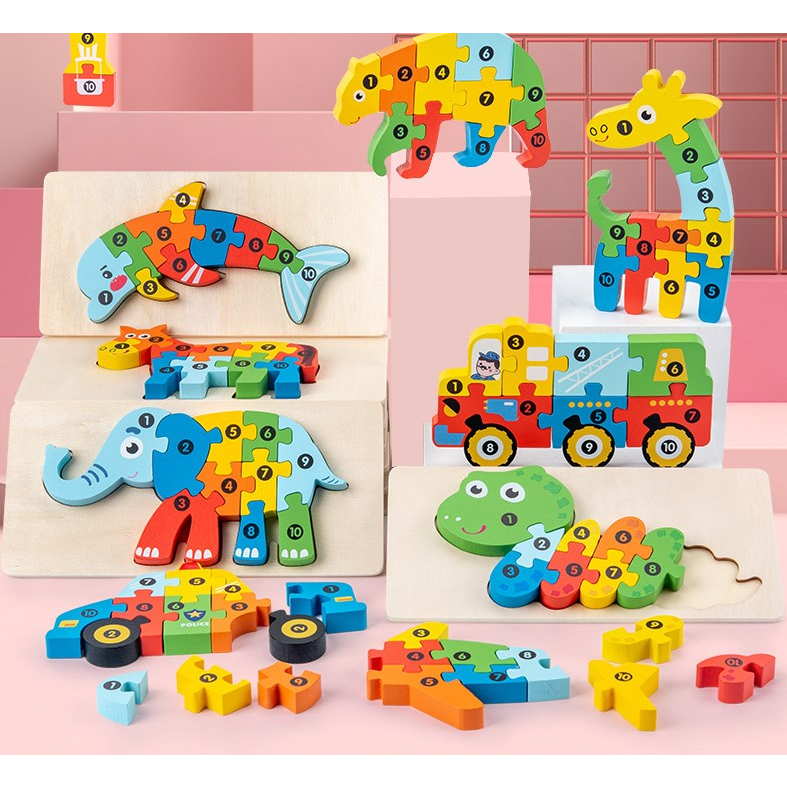 KidsFitness Gỗ Ghép 3D Xếp Hình Giáo Dục Thú Vị Đồ Chơi Cho Gia Đình