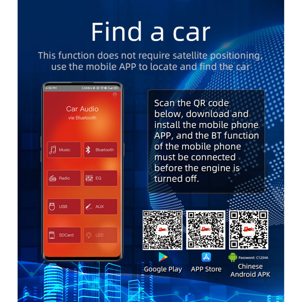 Máy Nghe Nhạc mp3 1 din bluetooth Tự Động Cho Xe Hơi Giá Đỡ