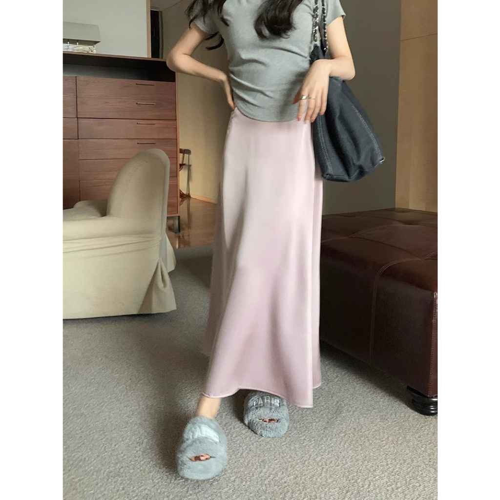 Chân Váy Satin Lưng Cao Dáng Ôm Phong Cách Hàn Quốc Thời Trang Mùa Hè 2023 Mới
