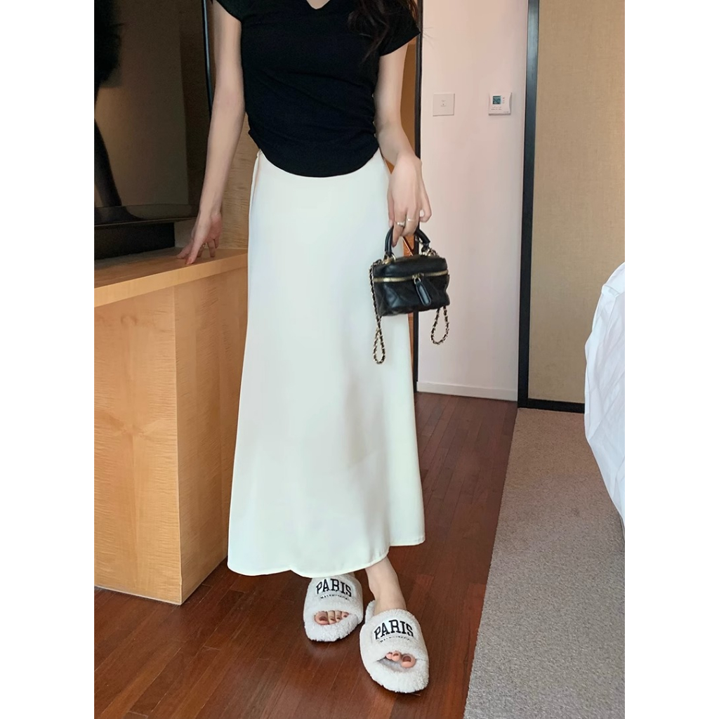 Chân Váy Satin Lưng Cao Dáng Ôm Phong Cách Hàn Quốc Thời Trang Mùa Hè 2023 Mới