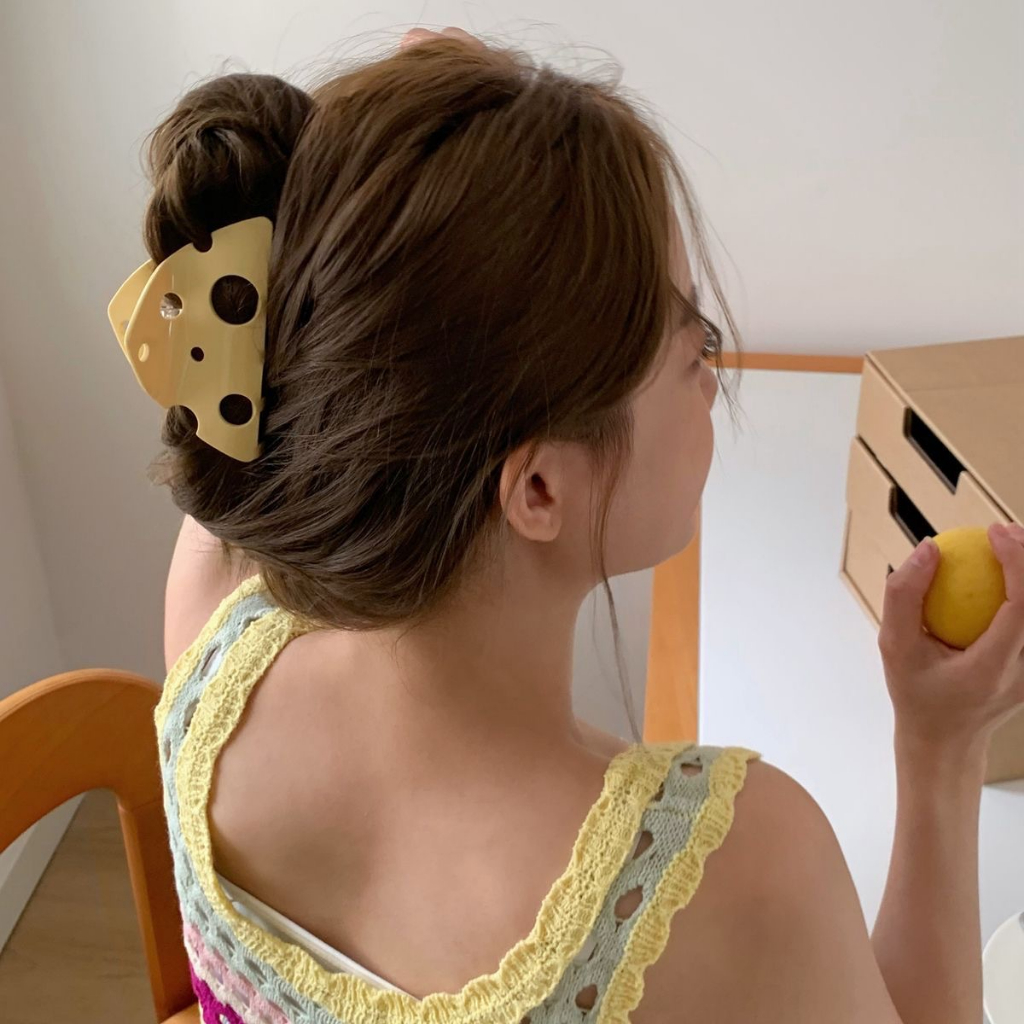 Kẹp Tóc Hình Phô Mai Họa Tiết Hoạt Hình Bằng acrylic Cho Nữ