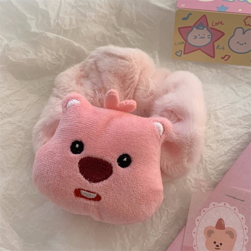 Kẹp Tóc Búp Bê Vải Nhung Màu Hồng Dễ Thương Thời Trang Thu Đông Cho Nữ