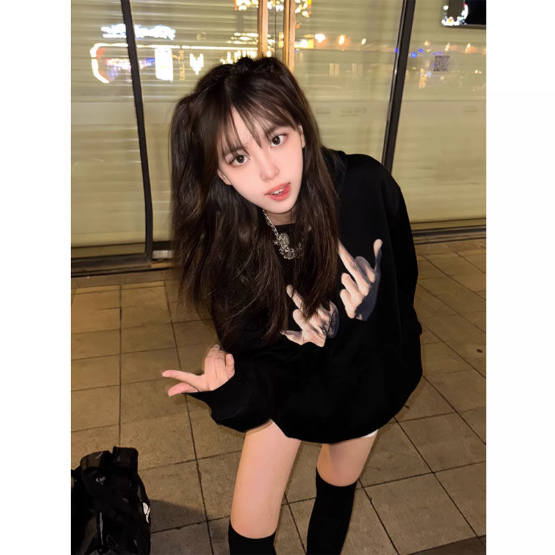 Áo Hoodie Dáng Rộng Hình Ngón Tay Giữa Phong Cách Hip Hop Mỹ Đường Phố Hợp Thời Trang Cho Cặp Đôi2023908013