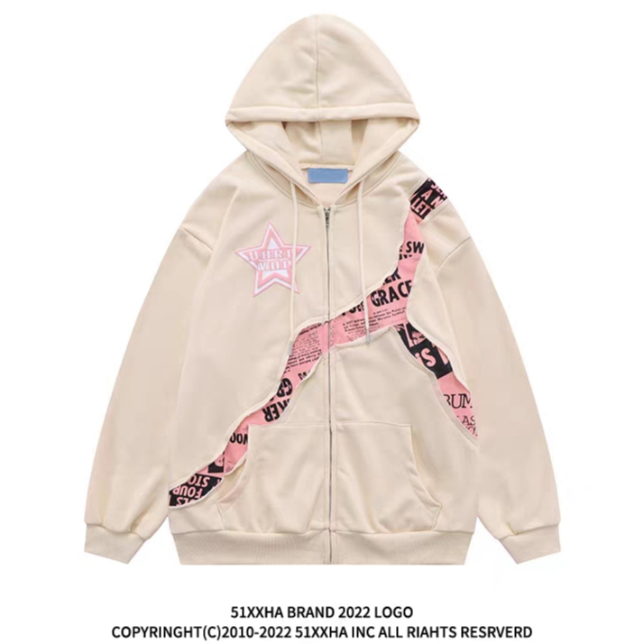 Áo Khoác Tay Dài Có Nón Khóa Kéo In Họa Tiết Đơn Giản Thời Trang Cho Nam Và Nữ