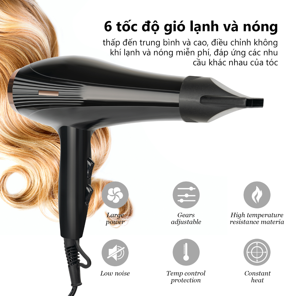 Cocoplo Máy Sấy Tóc ion Cao Nhanh Khô Tạo Kiểu Tóc salon