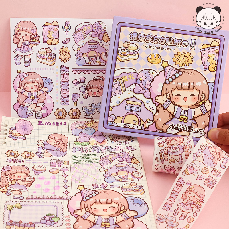 Mr. Paper 10 / hộp Washi sticker Dễ thương Gấu trúc hoạt hình Cô gái Dán nhãn Những hình ảnh ghép nghệ thuật bàn tay sáng tạo Giấy dán trang trí nhật ký cốc DIY