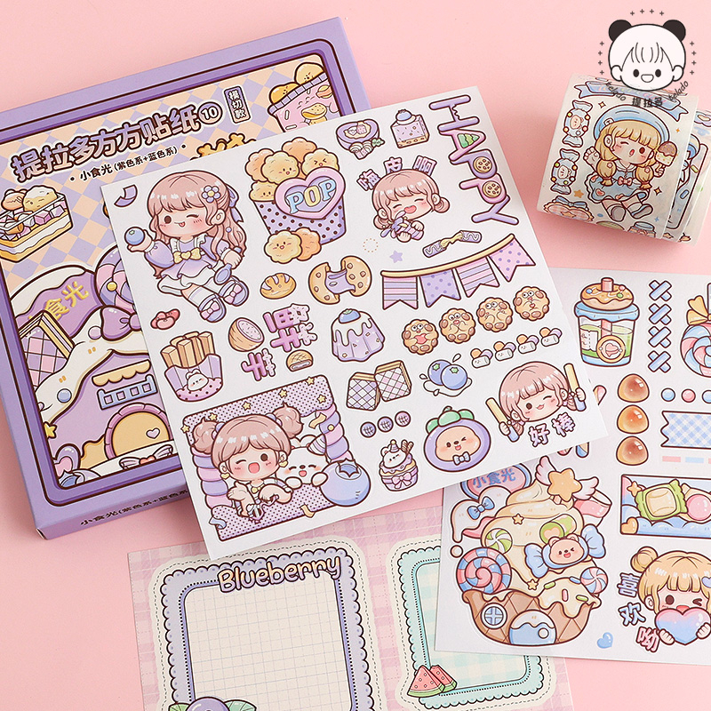 Mr. Paper 10 / hộp Washi sticker Dễ thương Gấu trúc hoạt hình Cô gái Dán nhãn Những hình ảnh ghép nghệ thuật bàn tay sáng tạo Giấy dán trang trí nhật ký cốc DIY