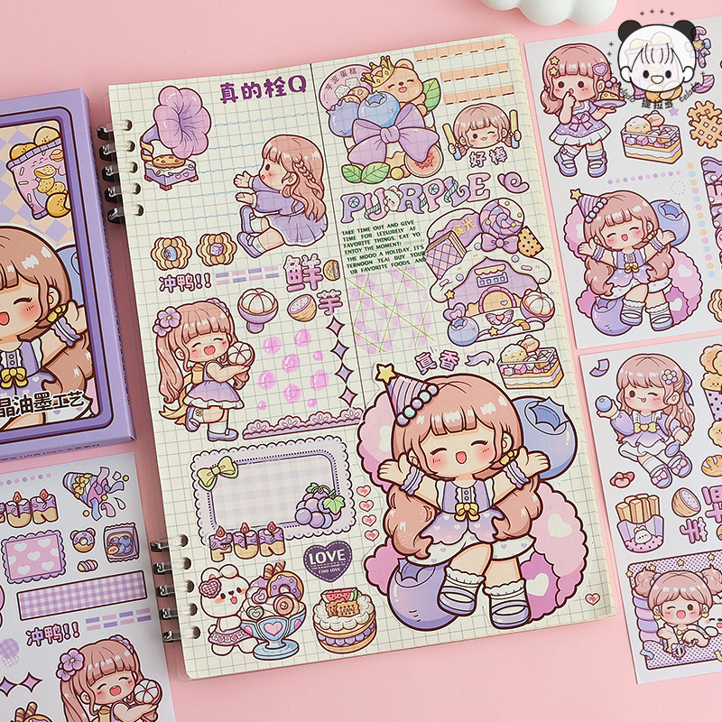 Mr. Paper 10 / hộp Washi sticker Dễ thương Gấu trúc hoạt hình Cô gái Dán nhãn Những hình ảnh ghép nghệ thuật bàn tay sáng tạo Giấy dán trang trí nhật ký cốc DIY