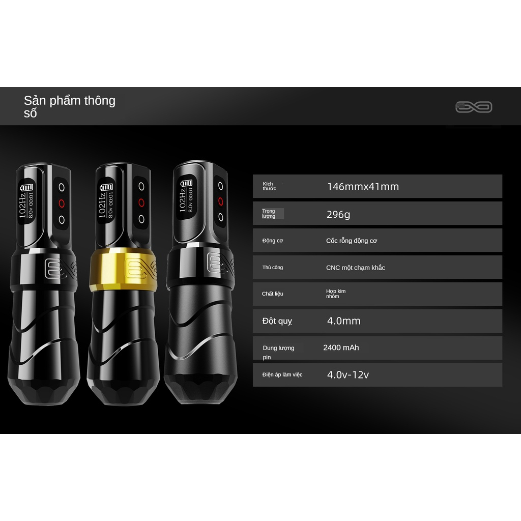 FLUX MAX NEW Máy xăm không dây chuyên nghiệp Bút xăm điện 2400Mah với màn hình LED kỹ thuật số cho nghệ sĩ xăm