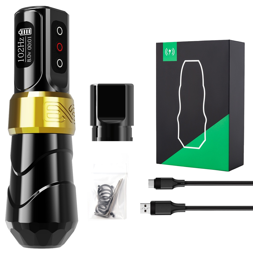 FLUX MAX NEW Máy xăm không dây chuyên nghiệp Bút xăm điện 2400Mah với màn hình LED kỹ thuật số cho nghệ sĩ xăm