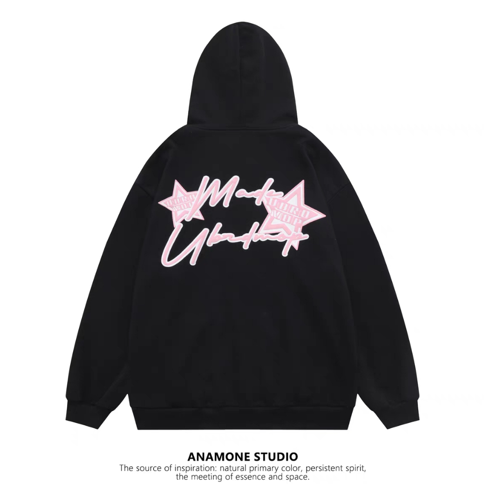 Áo Khoác Tay Dài Có Nón Khóa Kéo In Họa Tiết Đơn Giản Thời Trang Cho Nam Và Nữ