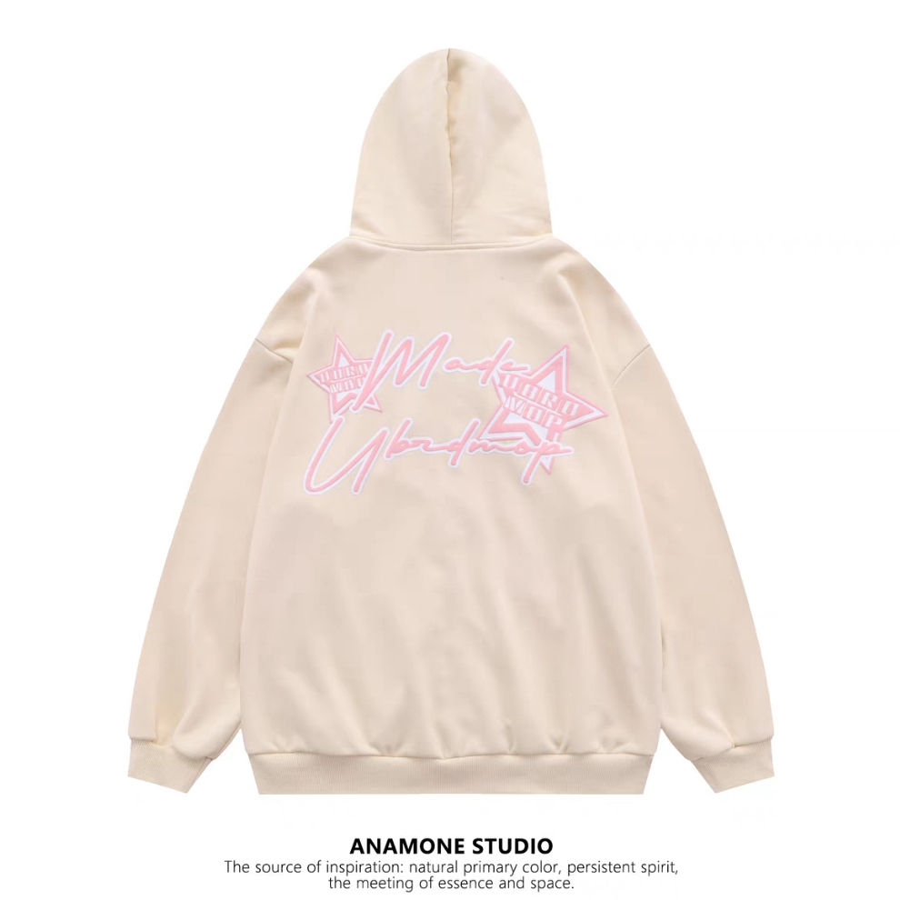 Áo Khoác Tay Dài Có Nón Khóa Kéo In Họa Tiết Đơn Giản Thời Trang Cho Nam Và Nữ