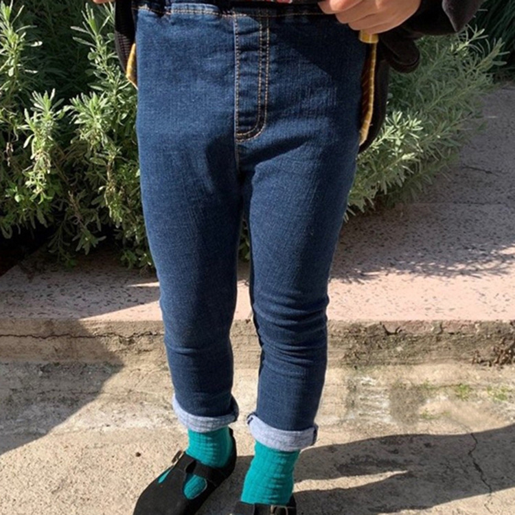 Iq Quần Legging denim Dáng Ôm Co Giãn Phong Cách Hàn Quốc Giản Dị Dành Cho Trẻ Nhỏ
