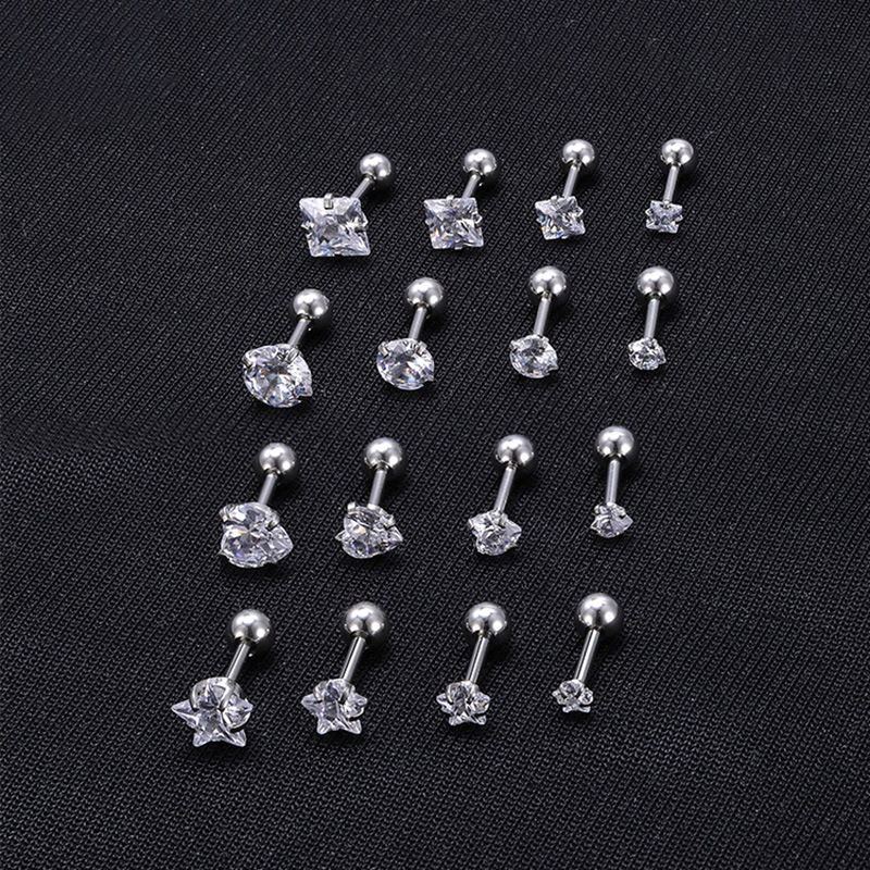 1 Đôi Bông Tai Thép Titan g23 Đính Đá Zircon Đơn Giản Cho Nữ