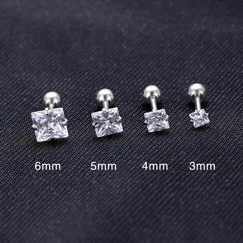 1 Đôi Bông Tai Thép Titan g23 Đính Đá Zircon Đơn Giản Cho Nữ
