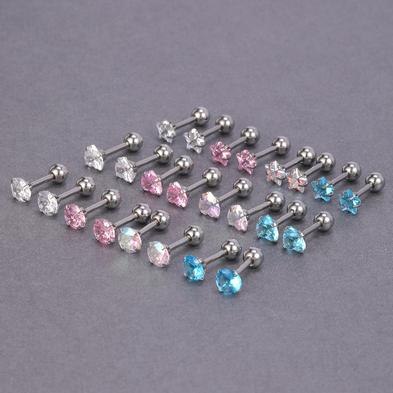 1 Đôi Bông Tai Thép Titan g23 Đính Đá Zircon Đơn Giản Cho Nữ