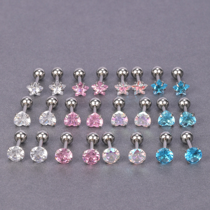 1 Đôi Bông Tai Thép Titan g23 Đính Đá Zircon Đơn Giản Cho Nữ