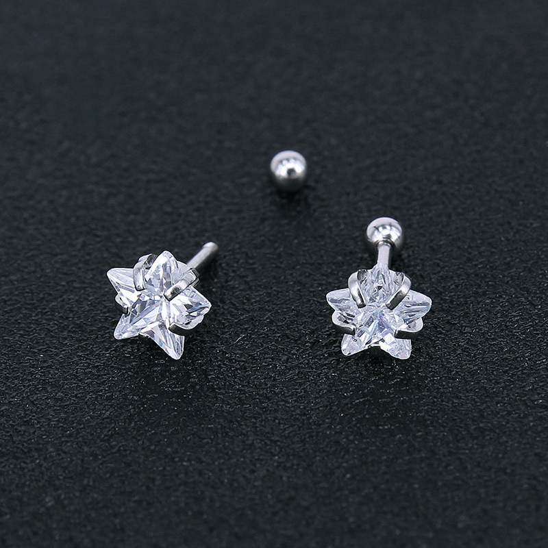1 Đôi Bông Tai Thép Titan g23 Đính Đá Zircon Đơn Giản Cho Nữ