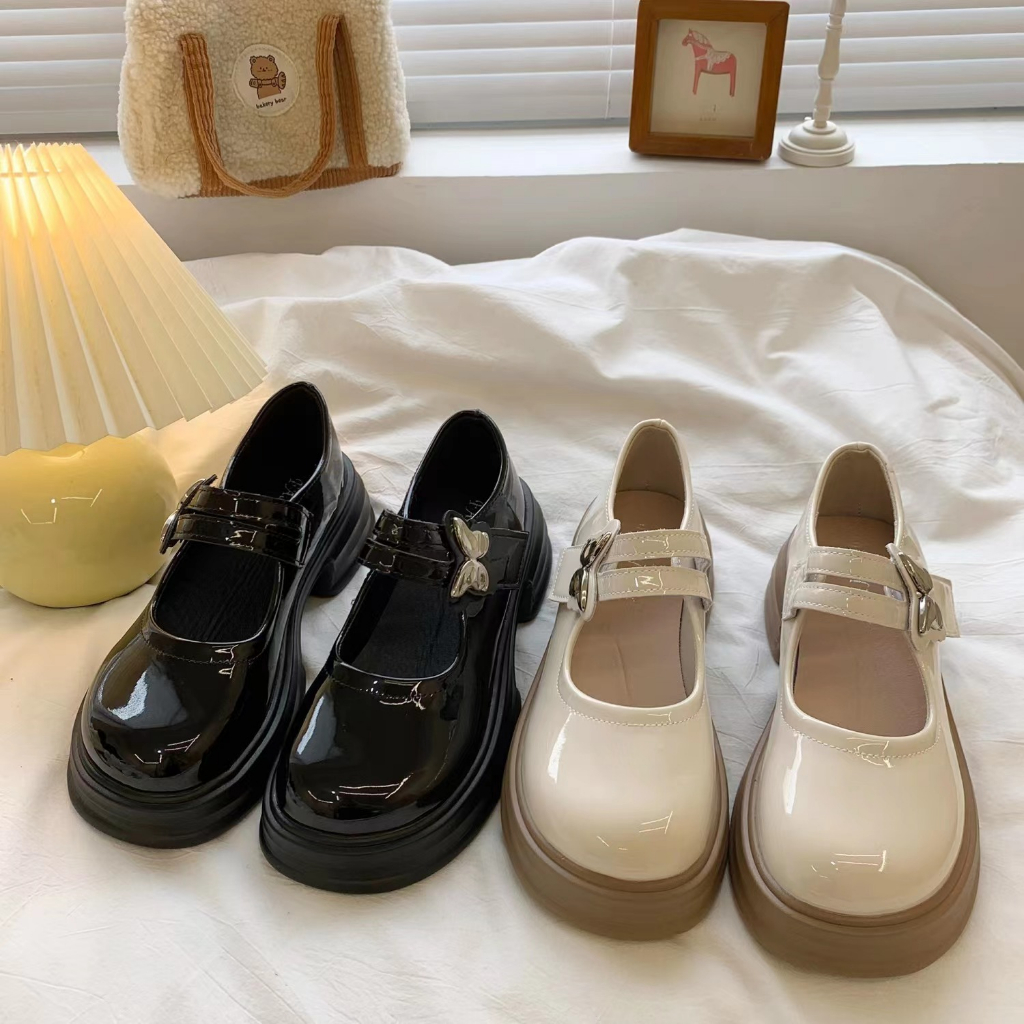 Giày lolita Giày Mary Jane 5cm giày da nhỏ jk kiểu Nhật độn cao đế dày mây cho nữ