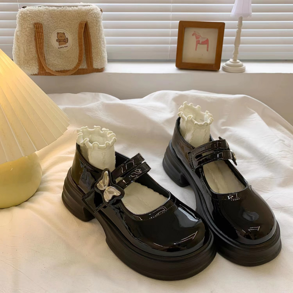 Giày lolita Giày Mary Jane 5cm giày da nhỏ jk kiểu Nhật độn cao đế dày mây cho nữ