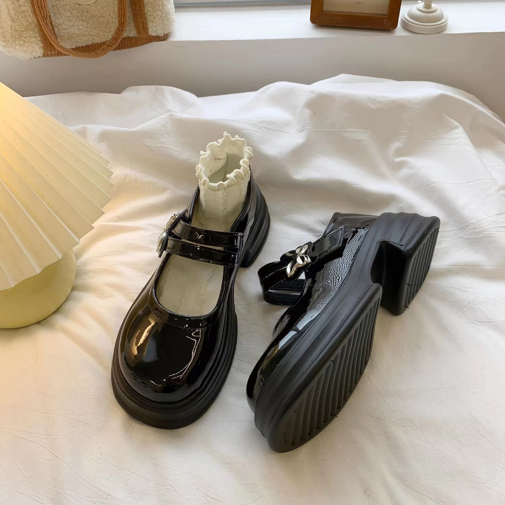 Giày lolita Giày Mary Jane 5cm giày da nhỏ jk kiểu Nhật độn cao đế dày mây cho nữ