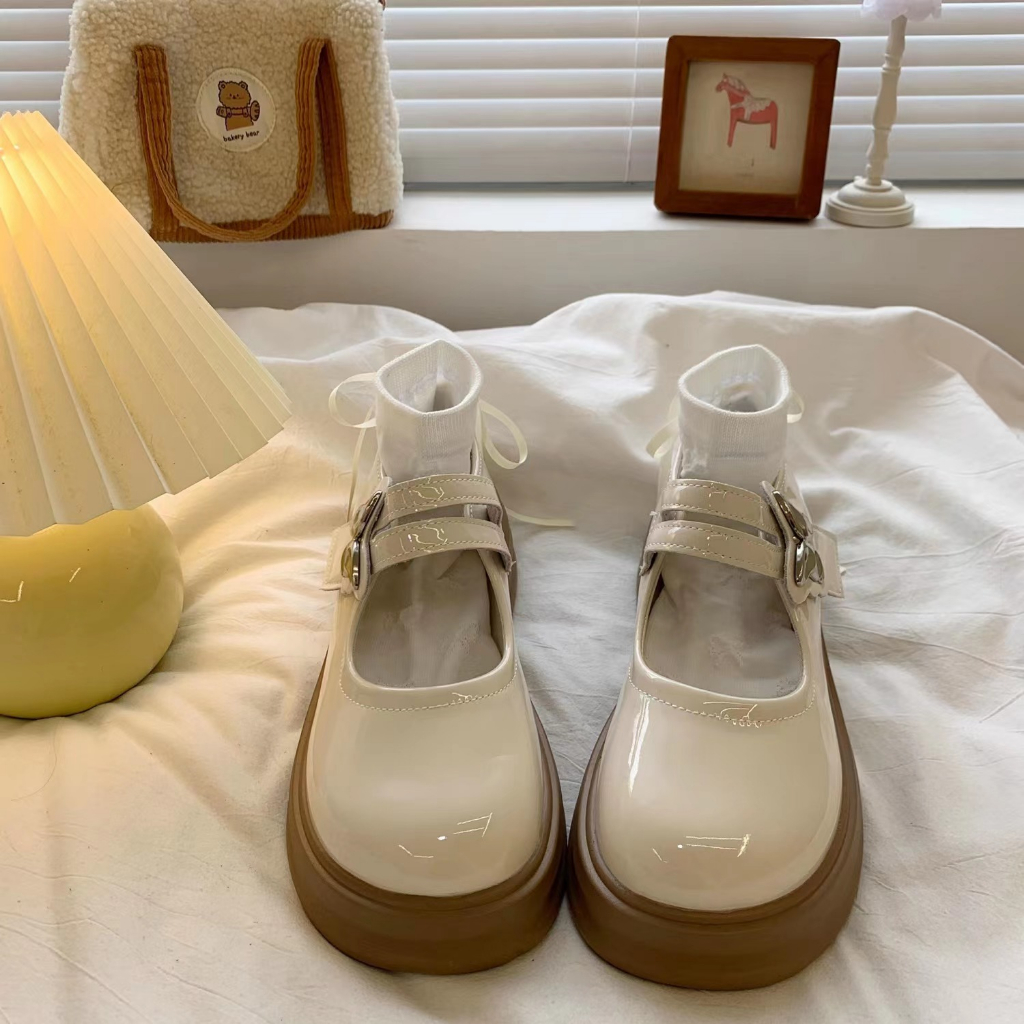 Giày lolita Giày Mary Jane 5cm giày da nhỏ jk kiểu Nhật độn cao đế dày mây cho nữ