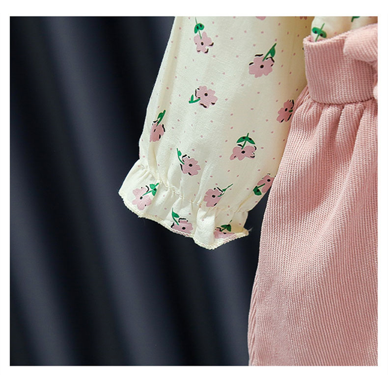 Đầm cotton Tay Dài Cổ Búp Bê In Hoa Dễ Thương Thời Trang Mùa Thu Cho Bé Gái