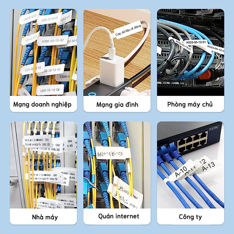 NIIMBOT D101 Giấy nhãn dính nhiệt dẻo cho dây cáp, nhãn cho cáp mạng P và đánh dấu phân loại dây điện.