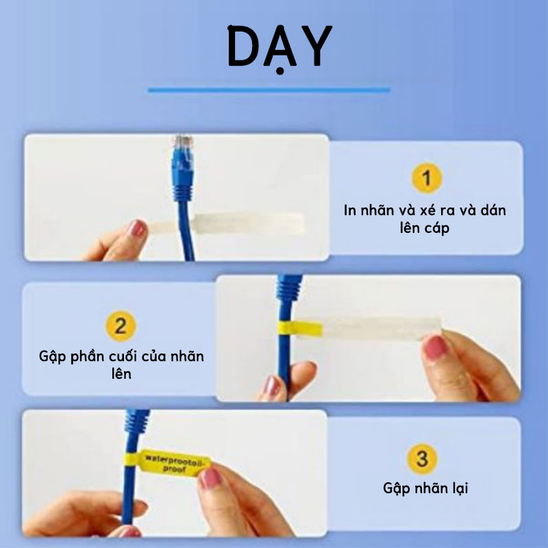 NIIMBOT D101 Giấy nhãn dính nhiệt dẻo cho dây cáp, nhãn cho cáp mạng P và đánh dấu phân loại dây điện.