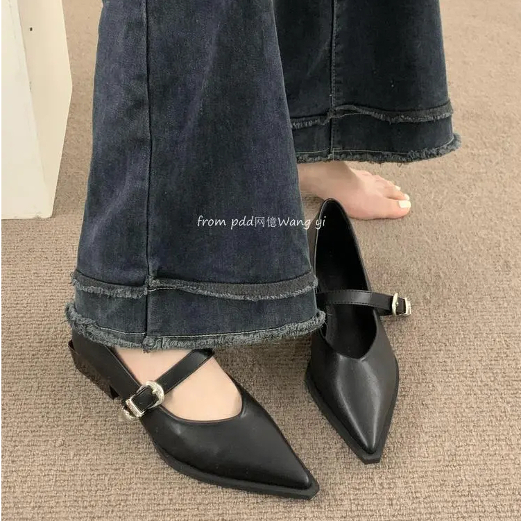 Prowow❤Giày Cao Gót Mũi Nhọn Phong Cách Pháp Thời Trang Cho Nữ