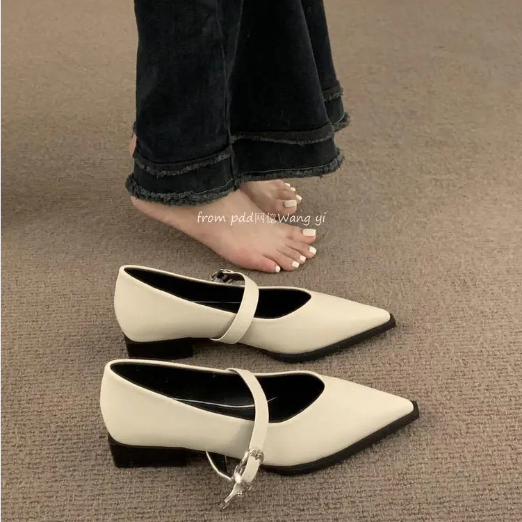 Prowow❤Giày Cao Gót Mũi Nhọn Phong Cách Pháp Thời Trang Cho Nữ