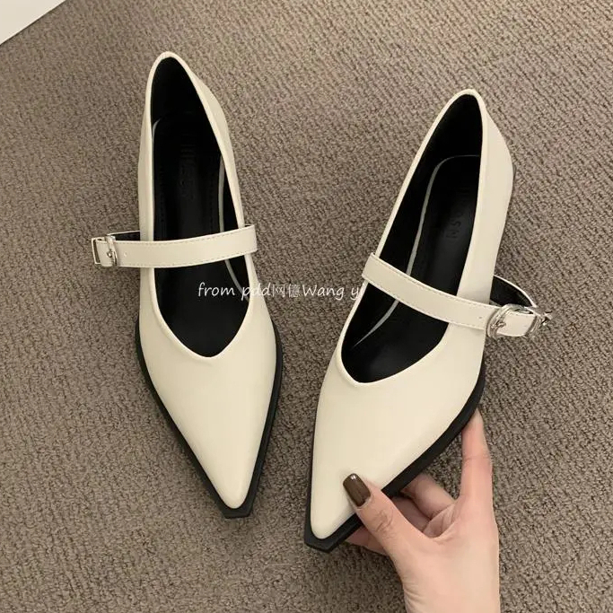 Prowow❤Giày Cao Gót Mũi Nhọn Phong Cách Pháp Thời Trang Cho Nữ