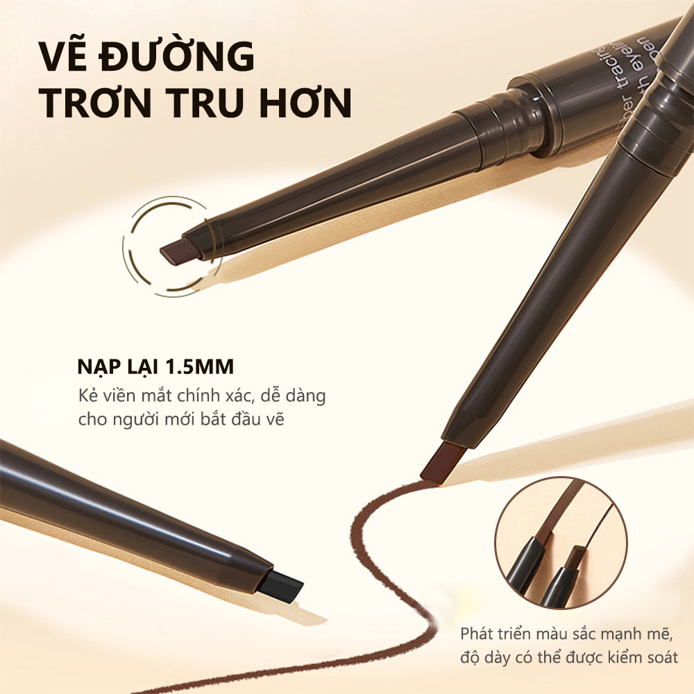 Gecomo Bút Kẻ Mắt Dạng gel Chống Nước Màu Sắc Tự Nhiên Cho Người Mới Bắt Đầu