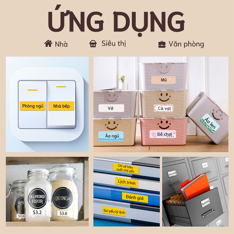 Giấy nhãn màu NIIMBOT B1/B21/B203/B3S chống thấm nước DIY in thông tin cho hộ gia đình