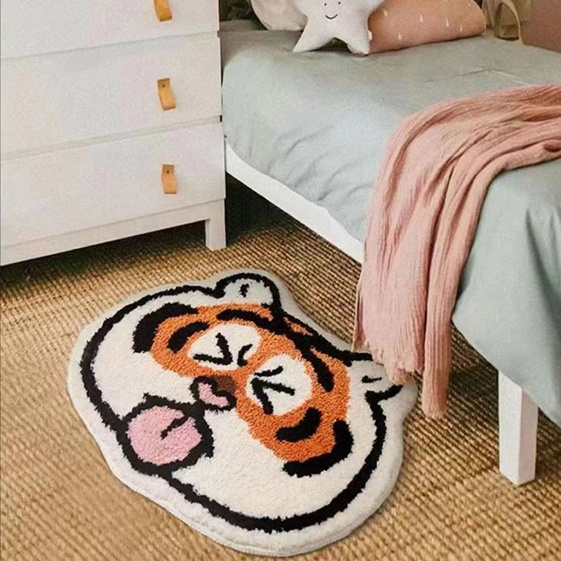 Mauno. Thảm Hoạt Hình Dễ Thương Họa Tiết Con Hổ Mềm Mại Chống Trơn Trượt Trang Trí Nhà Sàn Cho Phòng Ngủ Đầu Giường Trẻ Em