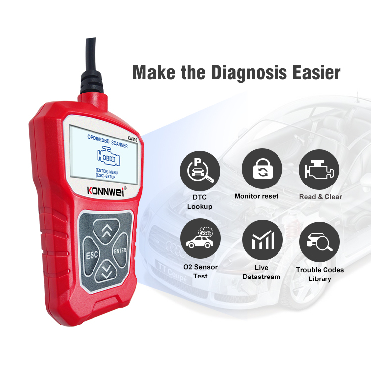 Konnwei kw310 Máy Quét Chẩn Đoán Lỗi Động Cơ obd 2 Đa Năng Cho Ô Tô